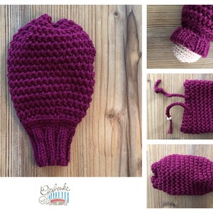 gehäkelte Miniatur-Gebärmutter in pflaume - Geburt-Set Teil 3/3 - Geburt-Miniatur - Mini-Uterus - Geschenk für Hebammen & Doulas