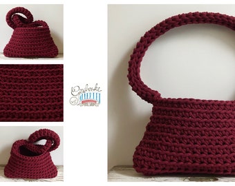 gehäkelte Tasche in bordeaux - chunky Tote Bag - dunkelrote Handtasche aus Baumwoll-Kordel - Häkeltasche aus Ropegarn - Schultertasche