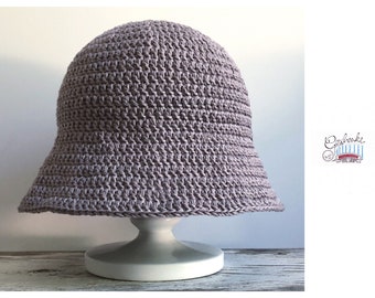 crocheted fisherman's hat - monochrome in the natural colour gravel - crochet hat - cotton - sun hat in light grey-brown - one size fits all