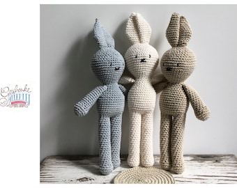 crocheted bunny - crochet bunny - soft crochet animal - amigurumi - crochet toy - in natural tones - cotton