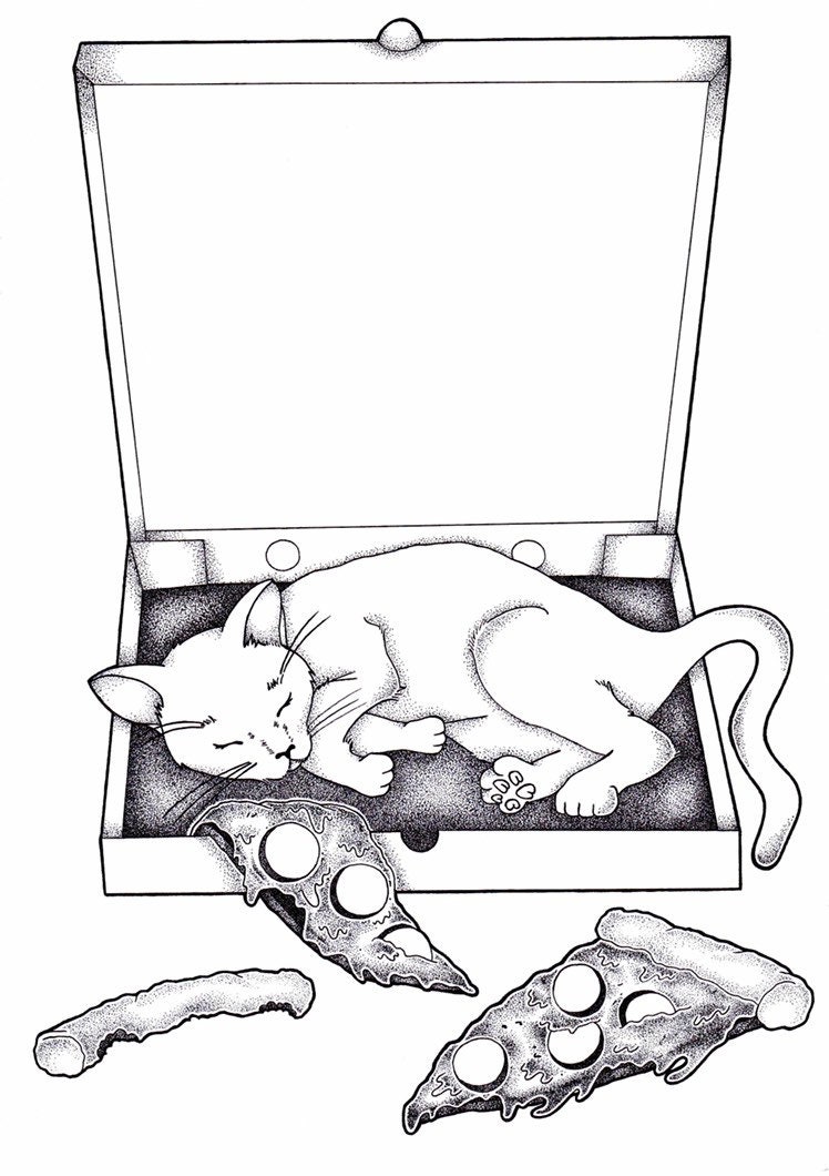 Pizza Cat Print Etsy