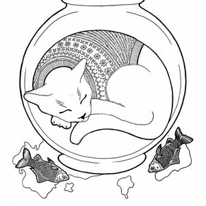 Cat in a Fishbowl Print