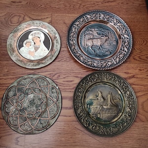Copper Wall Plates, Metallic Decor, Copper Wall Decor, Wall Plates, Copper Decor,Set Of 4