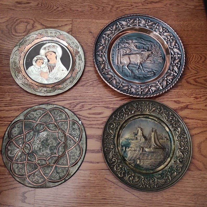 Copper Wall Plates Metallic Decor Copper Wall Decor Wall Etsy