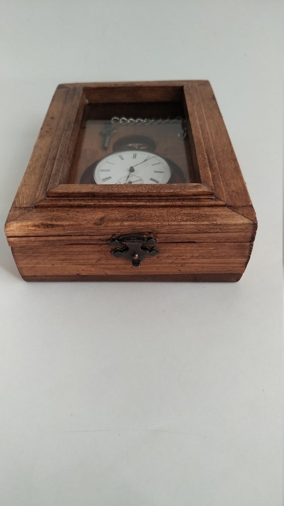 Antique pocket watch with wooden Watch Display Box - image 2