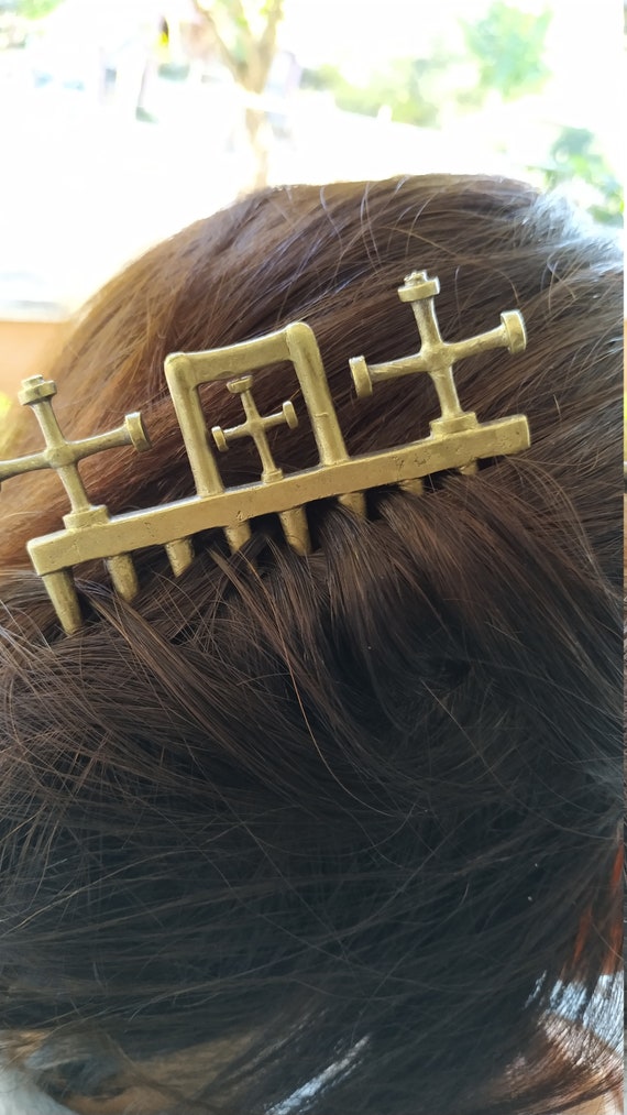 Antique cross-hair clasp, Hair clip, Hair accessor