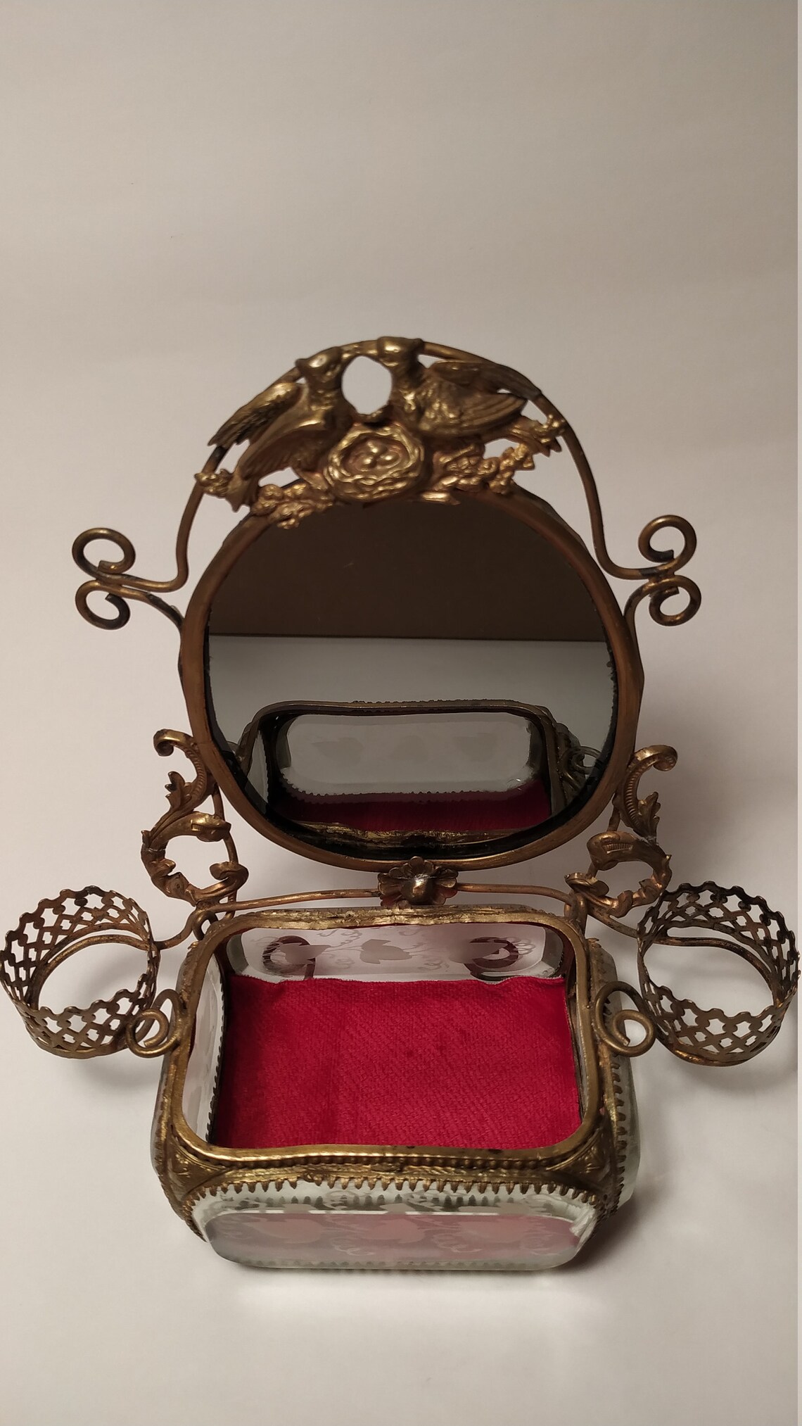 Antique Jewelry Mirror Glass Jewelry Display Box Antique Etsy