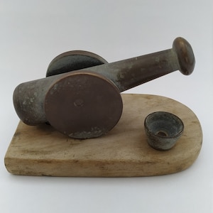 Vintage bronze Cannon with wooden base , Collectable  Cannon