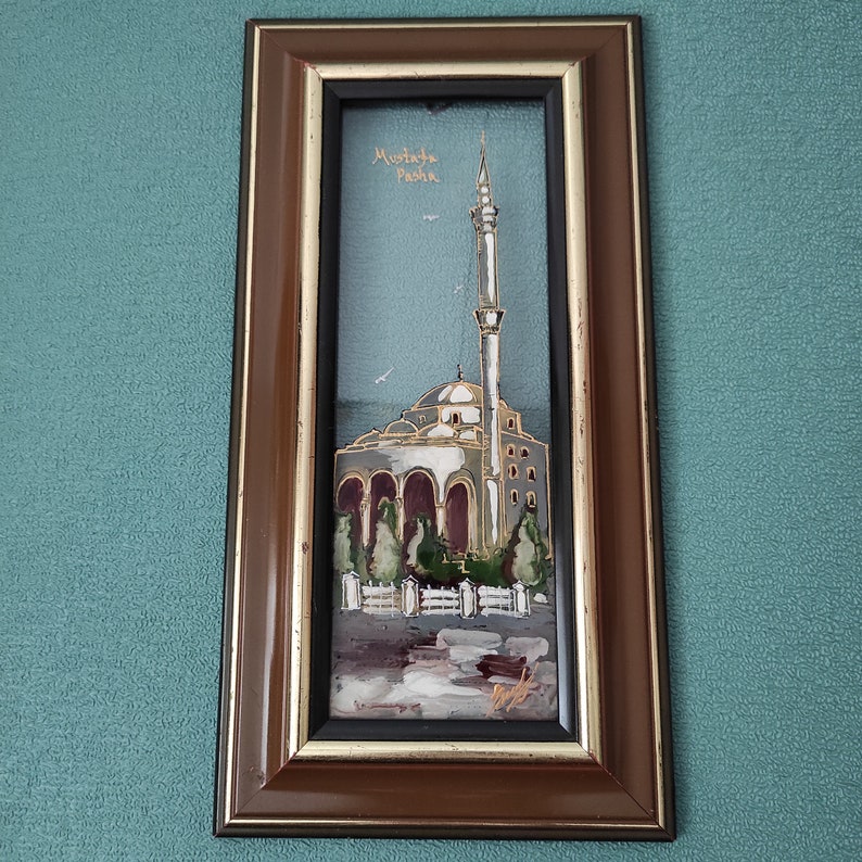 Artist Signed Wall Art Folk Painting Painting On Glass Mosque painting Framed Painting