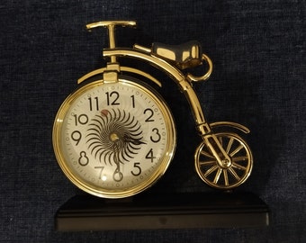Vintage fietsklok, bureaudecor, handmatig opwindbaar