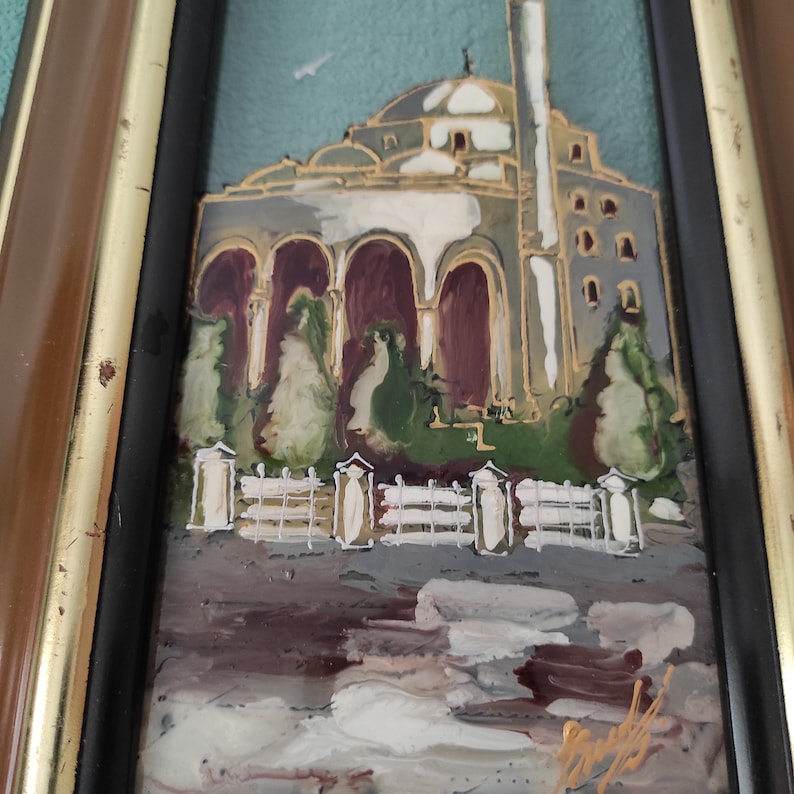 Artist Signed Wall Art Folk Painting Painting On Glass Mosque painting Framed Painting