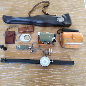 Engineer Set, GK1 Kern,  Suunto Helsinki Precision Clinometer, Locke Hand Level, Meridian Inclinometer