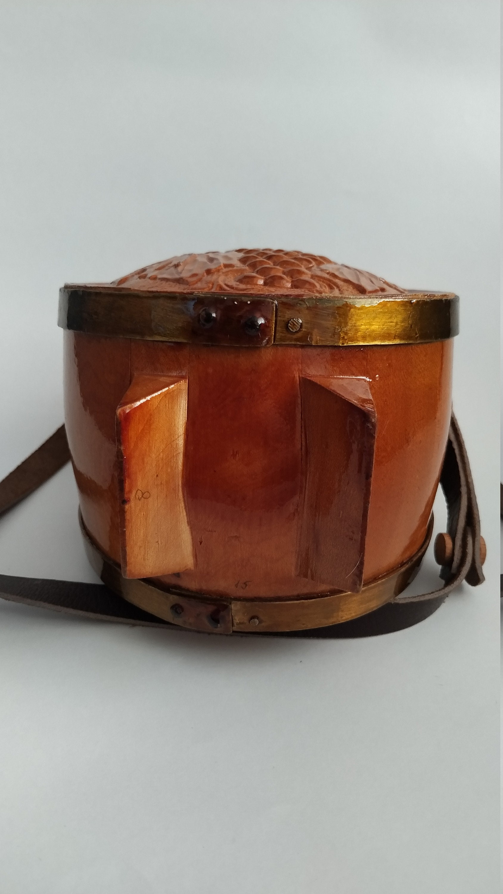 Vintage Wine Bottle Water Canteen Handmade and Carved Etsy