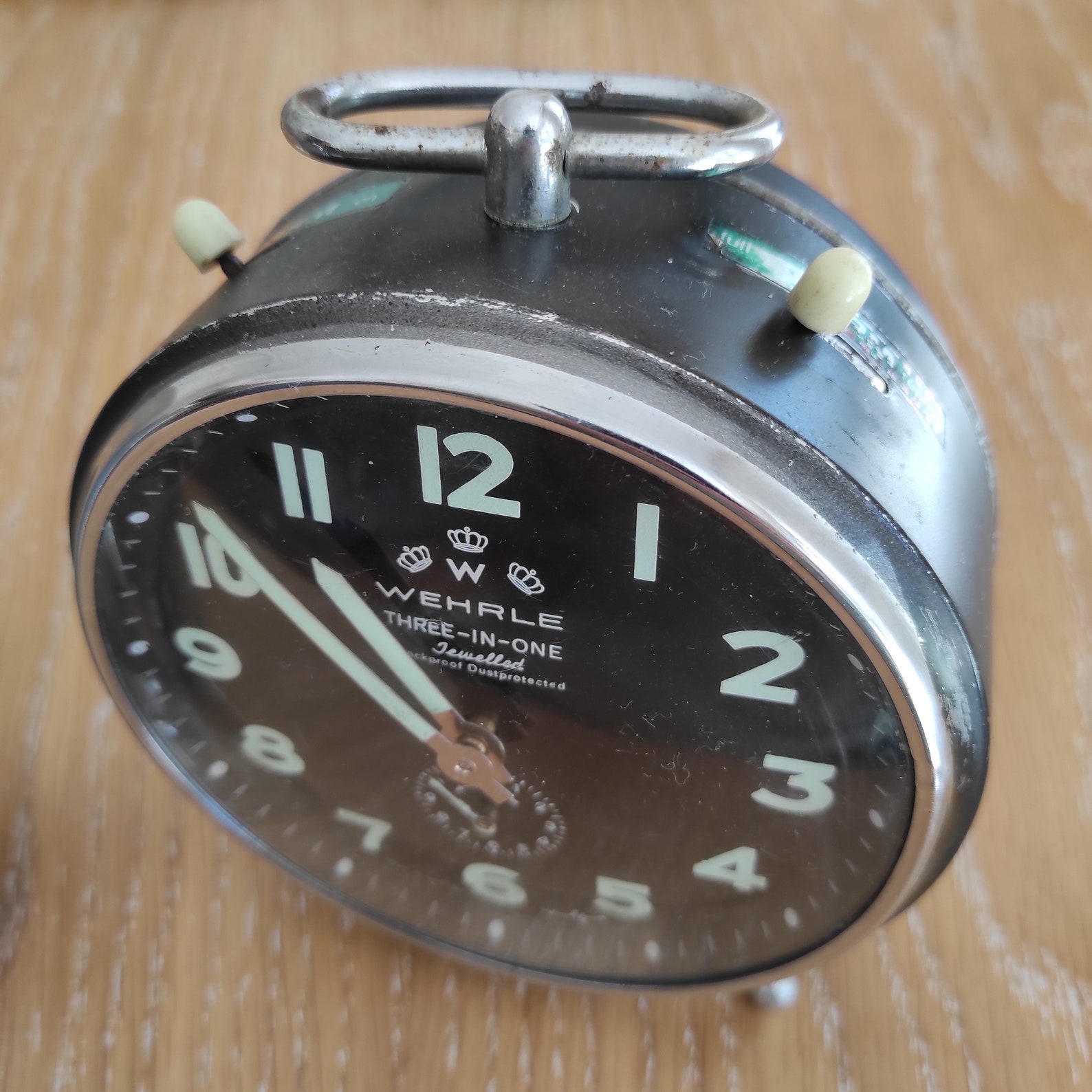 Wehrle Three In One Clock Vintage German Alarm Clock Desk Etsy