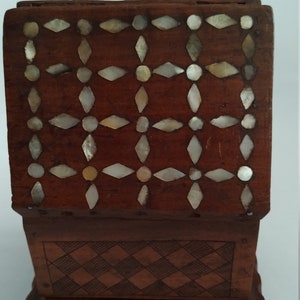 Vintage manopportata di legno custodia, dispenser di sigarette, scatola di sigarette in legno, portasigarette
