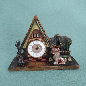 Clock Vintage, Desk Alarm Clock, Alarm Clock Retro, Wooden Clock, Barrel Organ, Vintage Japan Clock
