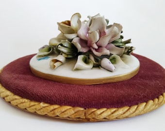 Capodimonte Porcelain, Bowl of Flowers Figurine, Porcelain Floral Arrangement, Wall Decor