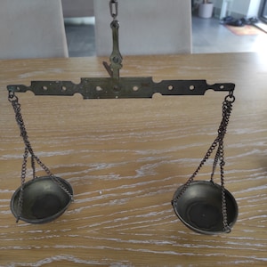 Vintage Brass Scale With Bowls Plate, Antique Scale