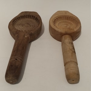 Vintage Butter Pastry Mold, Wooden Cookie Mold, set of 2