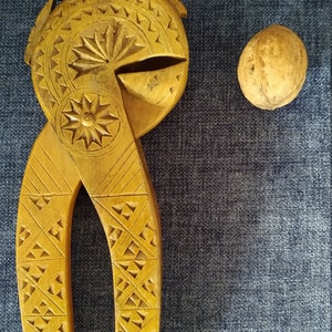 Vintage wooden nutcracker, Handmade carved