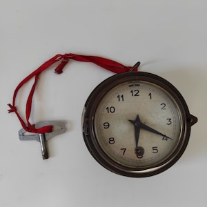 Antique German Brass Ships Clock, Maritime Key Wind Clock, German Wall Clock,  Clocks For Wall Vintage, Porthole Clock, Nautical Wall Clock