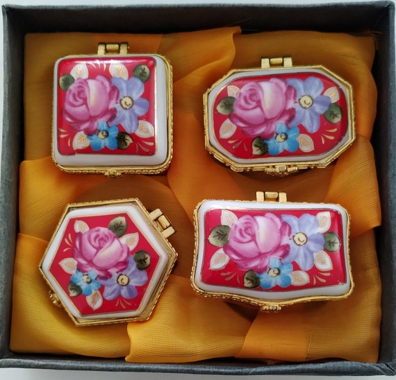 Vintage Porcelain Trinket Box: Floral Ceramic Jewelry Box