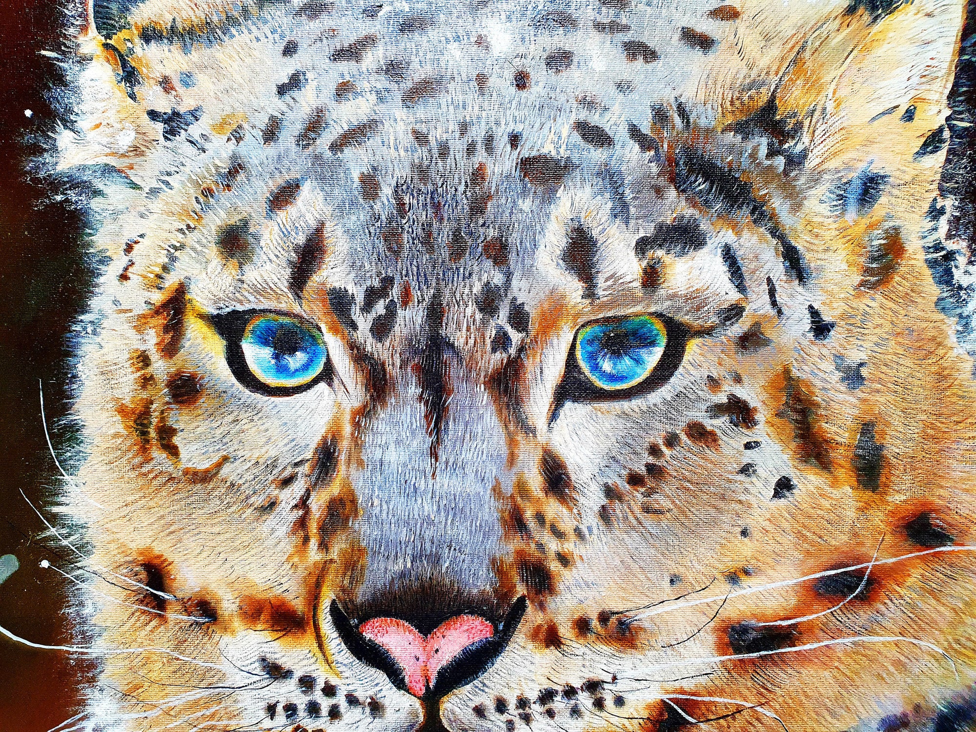 Snow Leopard Painting Original Art Oil Canvas Glacier | Etsy