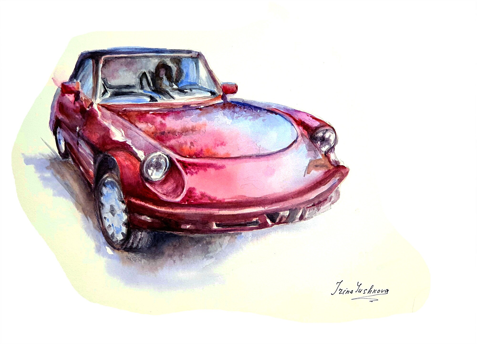 Car Painting Original Art Car Watercolor Car Portrait Alfa Etsy