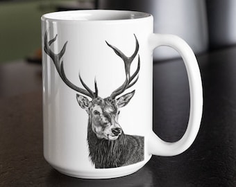 Tazza cervo, regali cervo, cervo, regalo di San Valentino, per lei, regali cervo per uomo, tazza animale, tazza con stampa cervo, tazza in ceramica, 11oz, 15oz, per lui