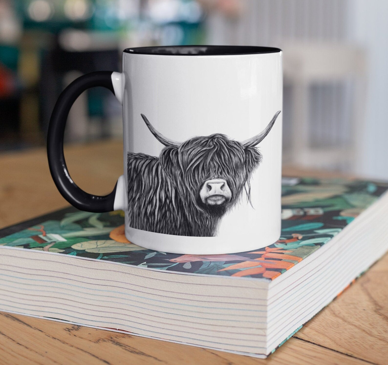 3dRose, Two stags on a hill, Highlands of Scotland, 11oz Two-Tone Black Mug 3dRose, Two stags on a hill, Highlands of Scotland, 11oz Two-Tone Black Mug