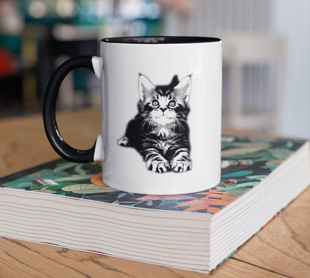 Cat Mug With Color Inside Cat Lovers Gift Valentines Gift - Etsy