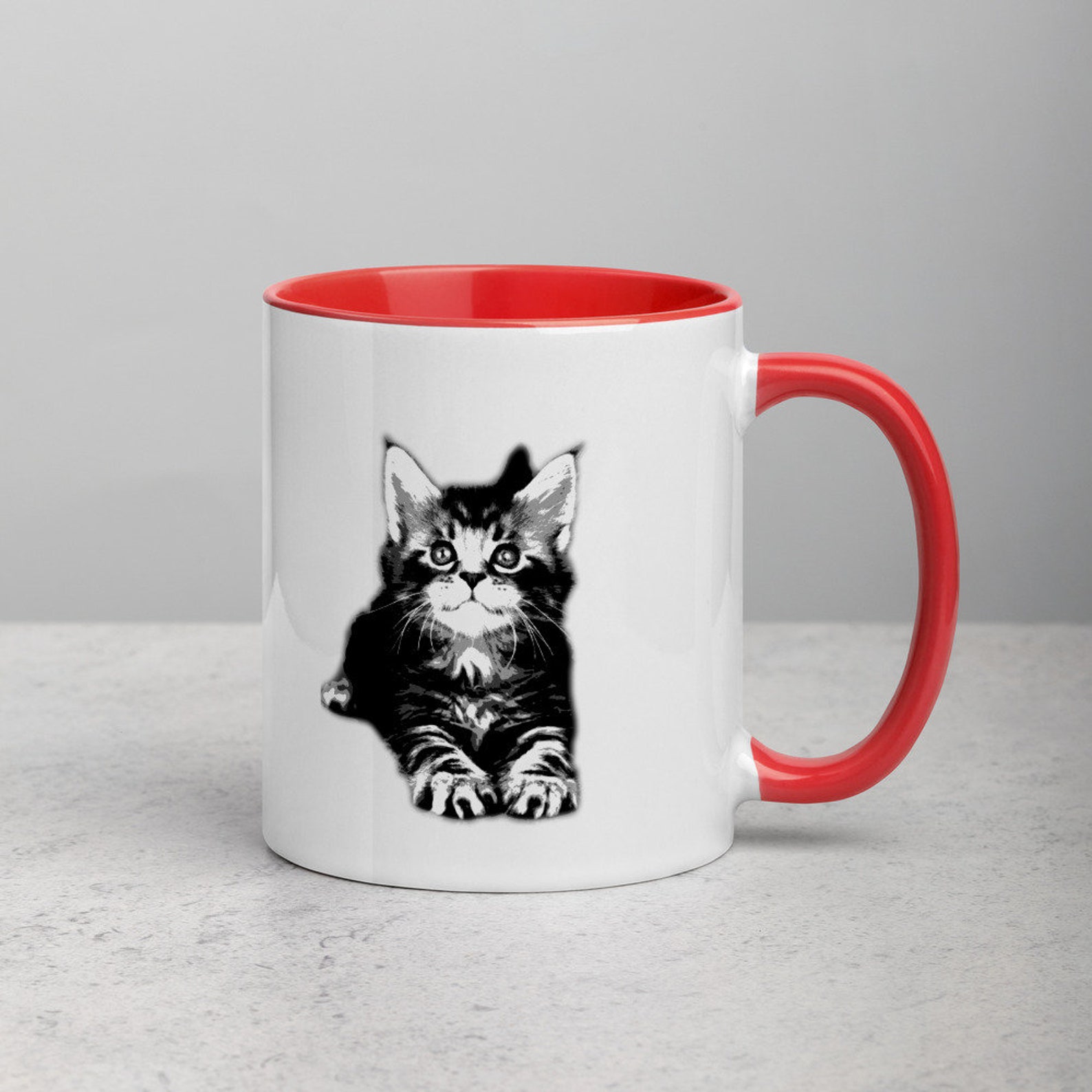 Cat Mug With Color Inside Cat Lovers Gift Valentines Gift - Etsy