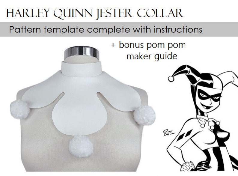 Harley Quinn jester collar pattern template tutorial Etsy Harley Quinn jester collar pattern template tutorial Etsy