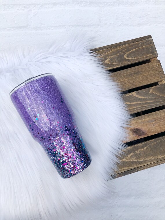 Customized Glittered Tumbler Ombr\u00e9 Glittered Tumbler Purple Color