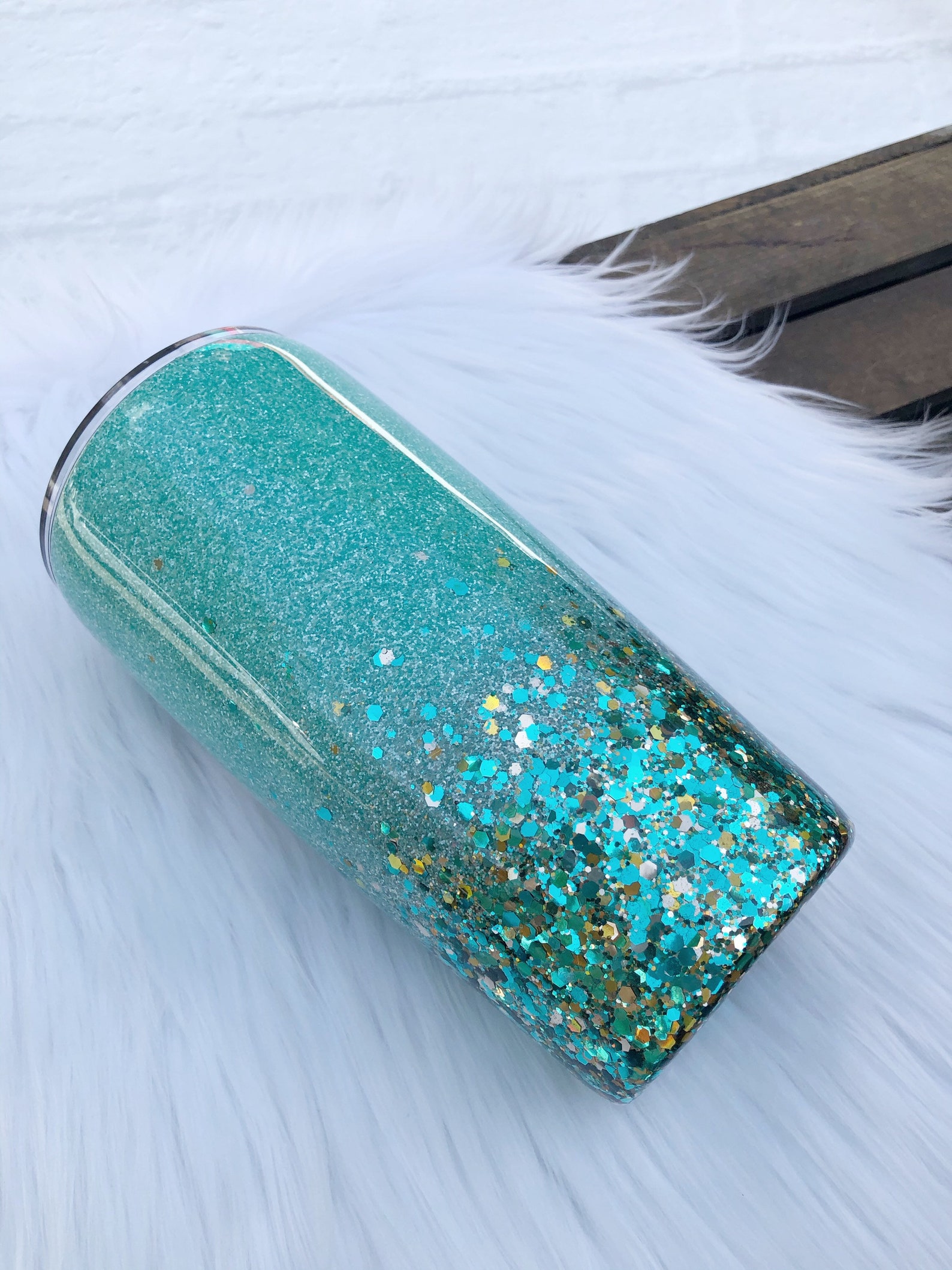 Mint Green Glitter Tumbler Mint Gold Ombre Glitter Tumbler Etsy