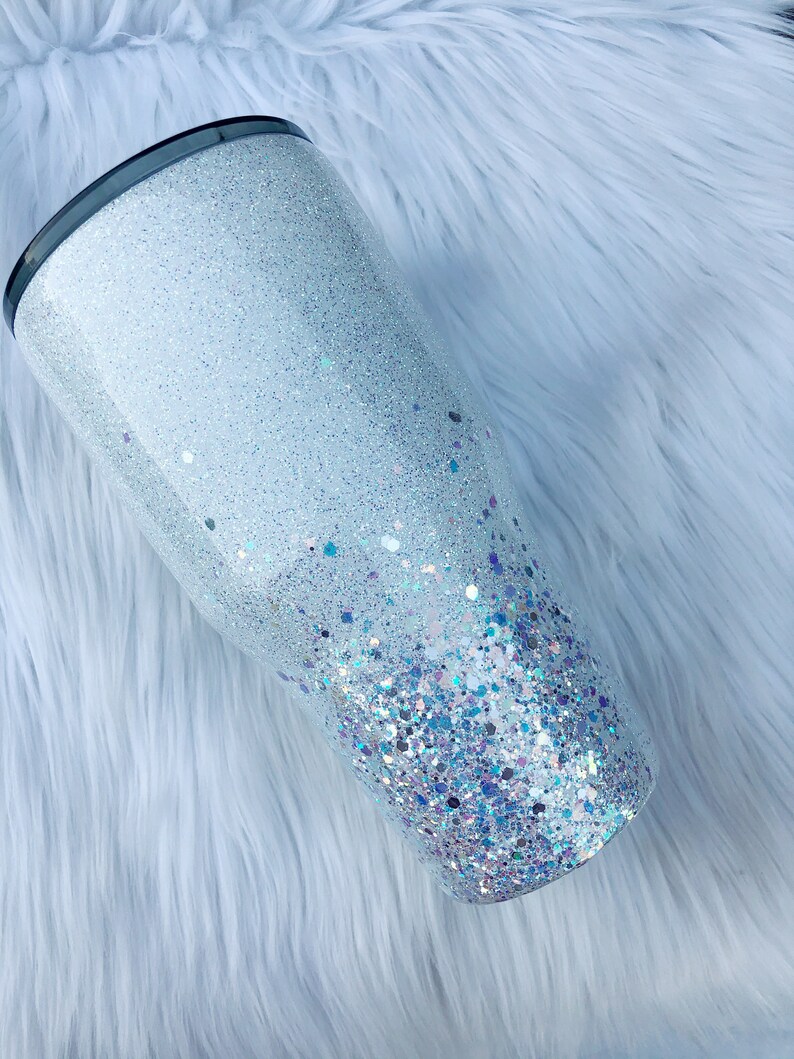 White Glitter Tumbler Opal Glitter Tumbler Personalized Etsy