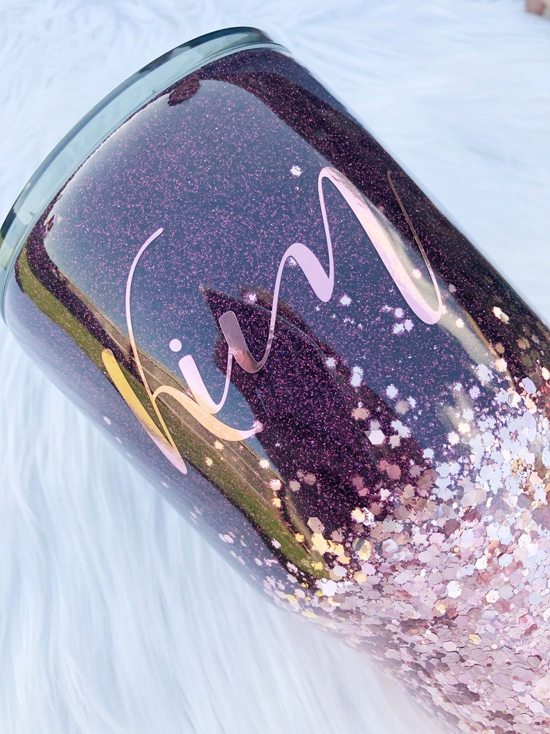 Rose Gold Ombre Glitter Tumbler Rose Gold Tumbler Glitter Etsy
