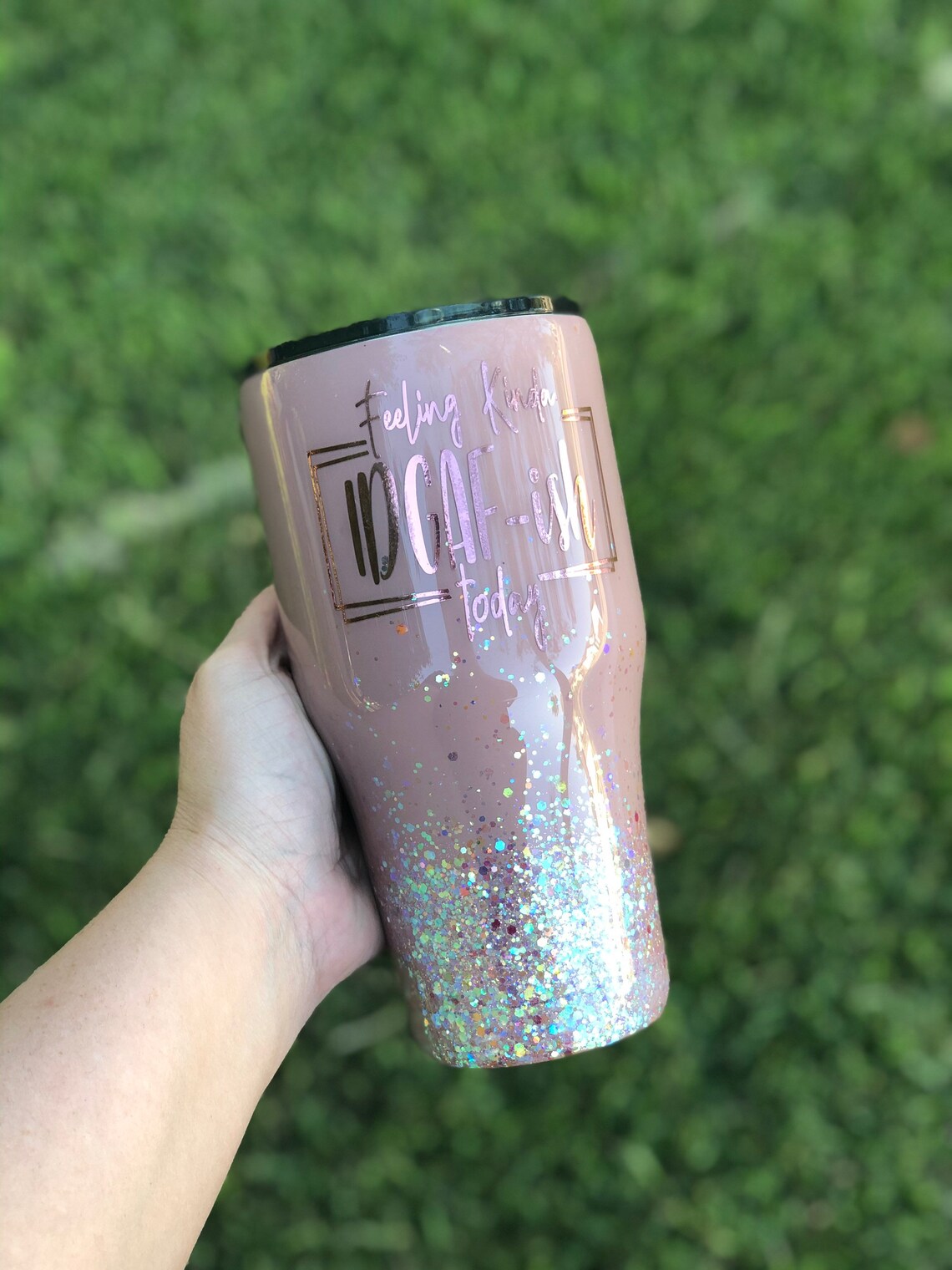 Rose Gold Glitter Tumbler Rose Gold YETI Personalized Etsy