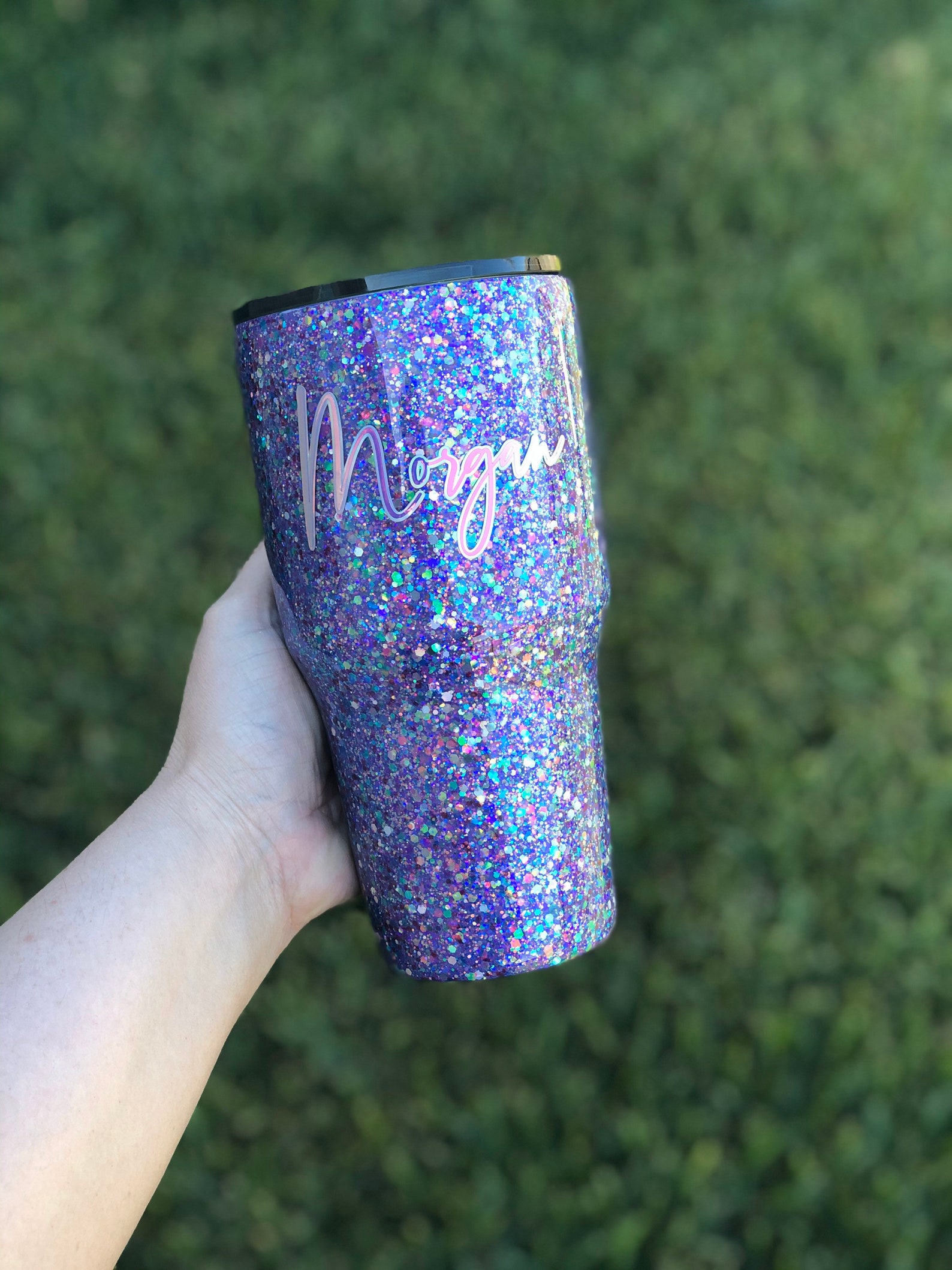 Glitter Tumbler Pink and Purple Glitter Tumbler Etsy