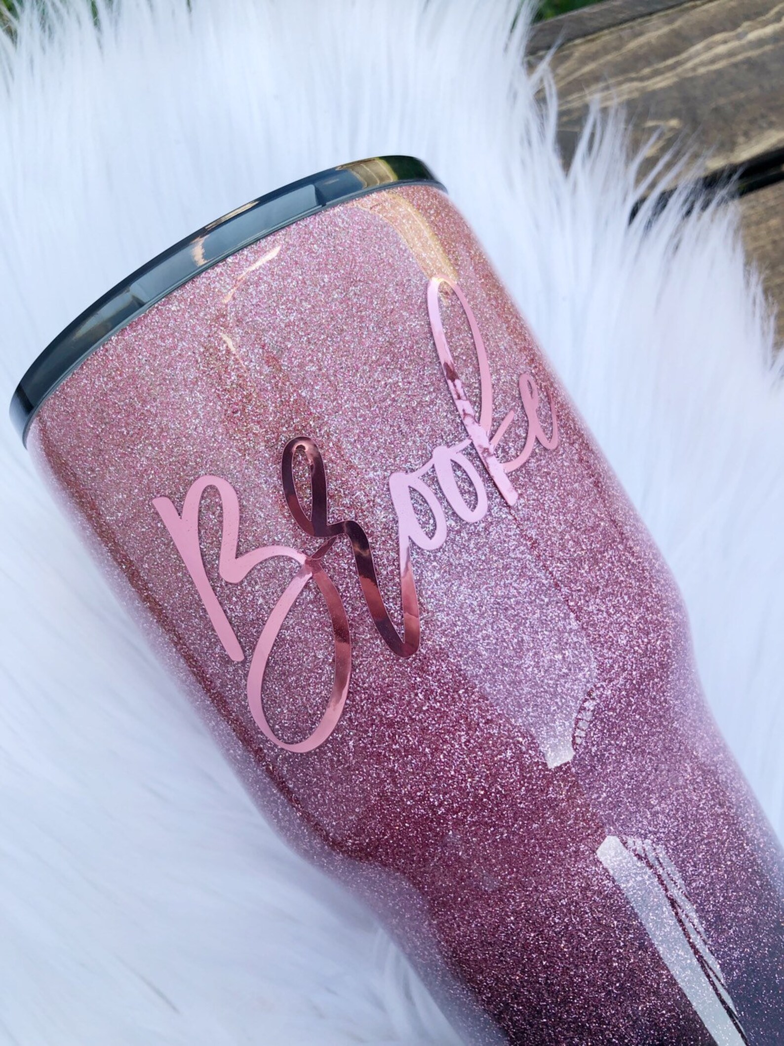 Rose Gold Ombre Glitter Tumbler Rose Gold Tumbler Glitter Etsy