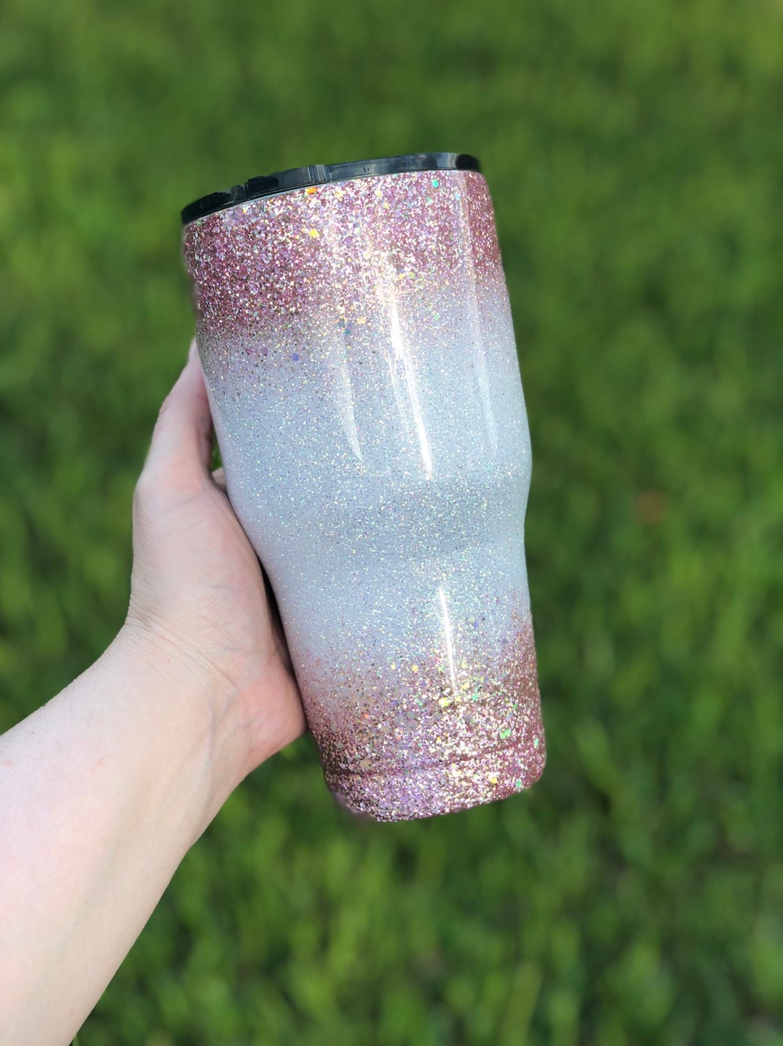 White and Rose Gold Glitter Tumbler Rose Gold Tumbler Etsy