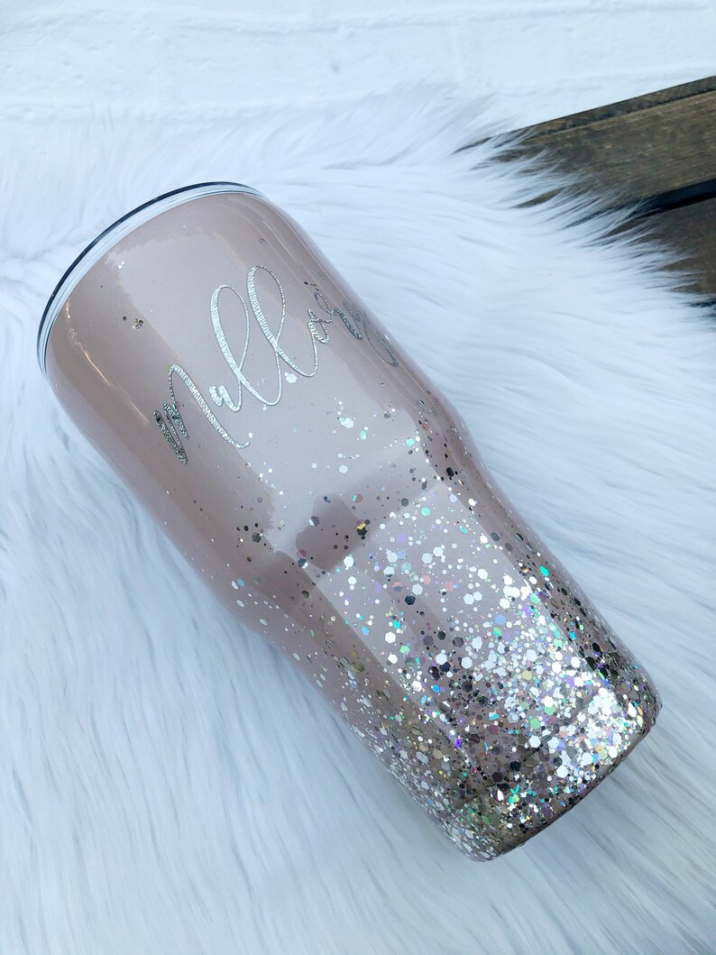Rose Gold Glitter Tumbler Rose Gold YETI Personalized Etsy