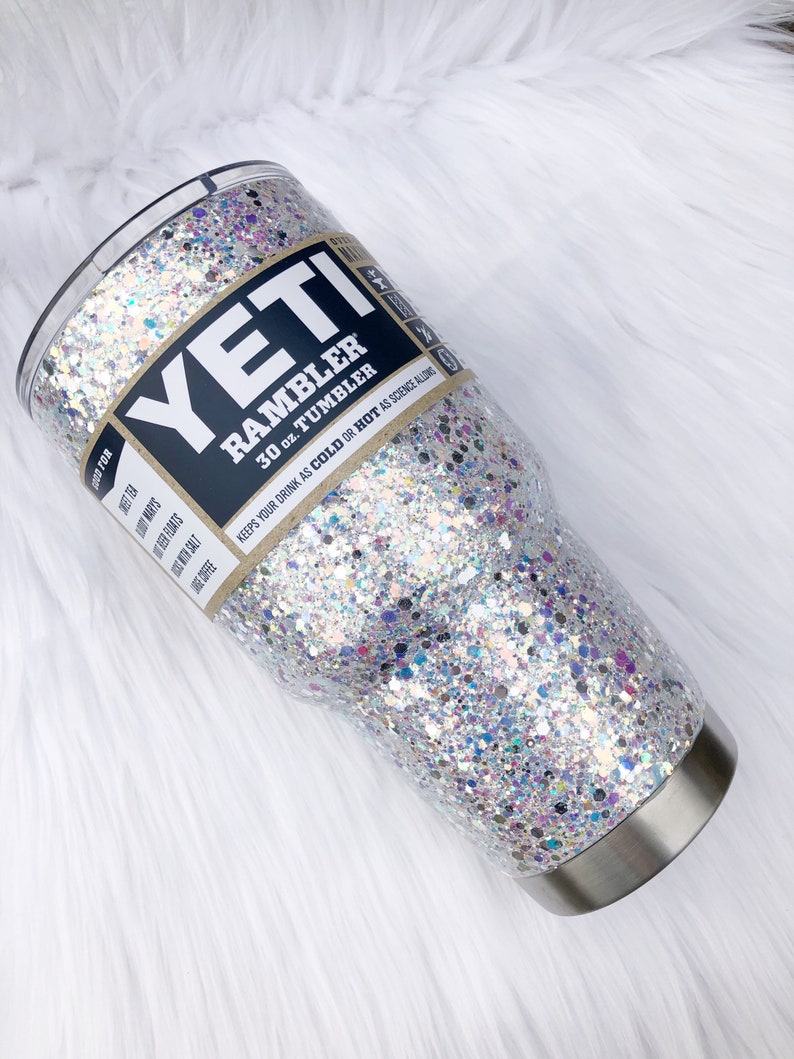 White Glitter Tumbler Opal Glitter Tumbler Personalized Etsy