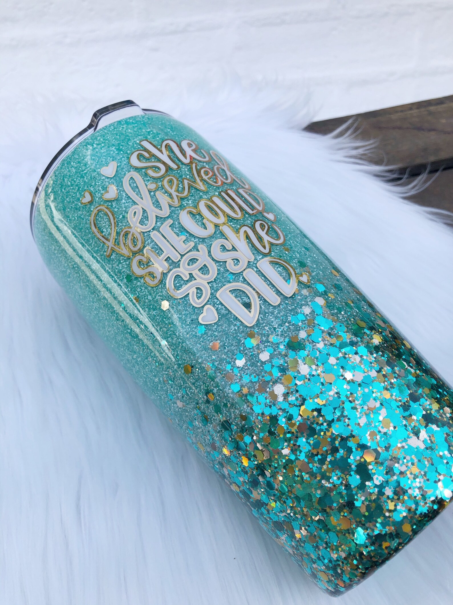 Mint Green Glitter Tumbler Mint Gold Ombre Glitter Tumbler Etsy