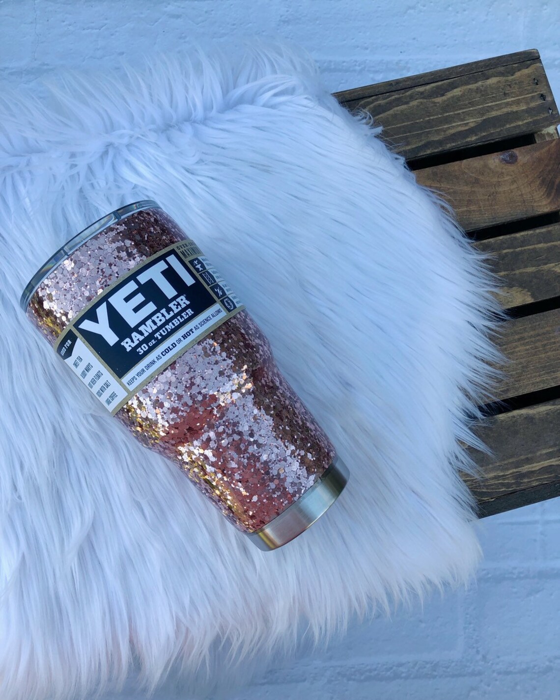 Rose Gold Glitter Tumbler Rose Gold YETI Vaso de brillo Etsy
