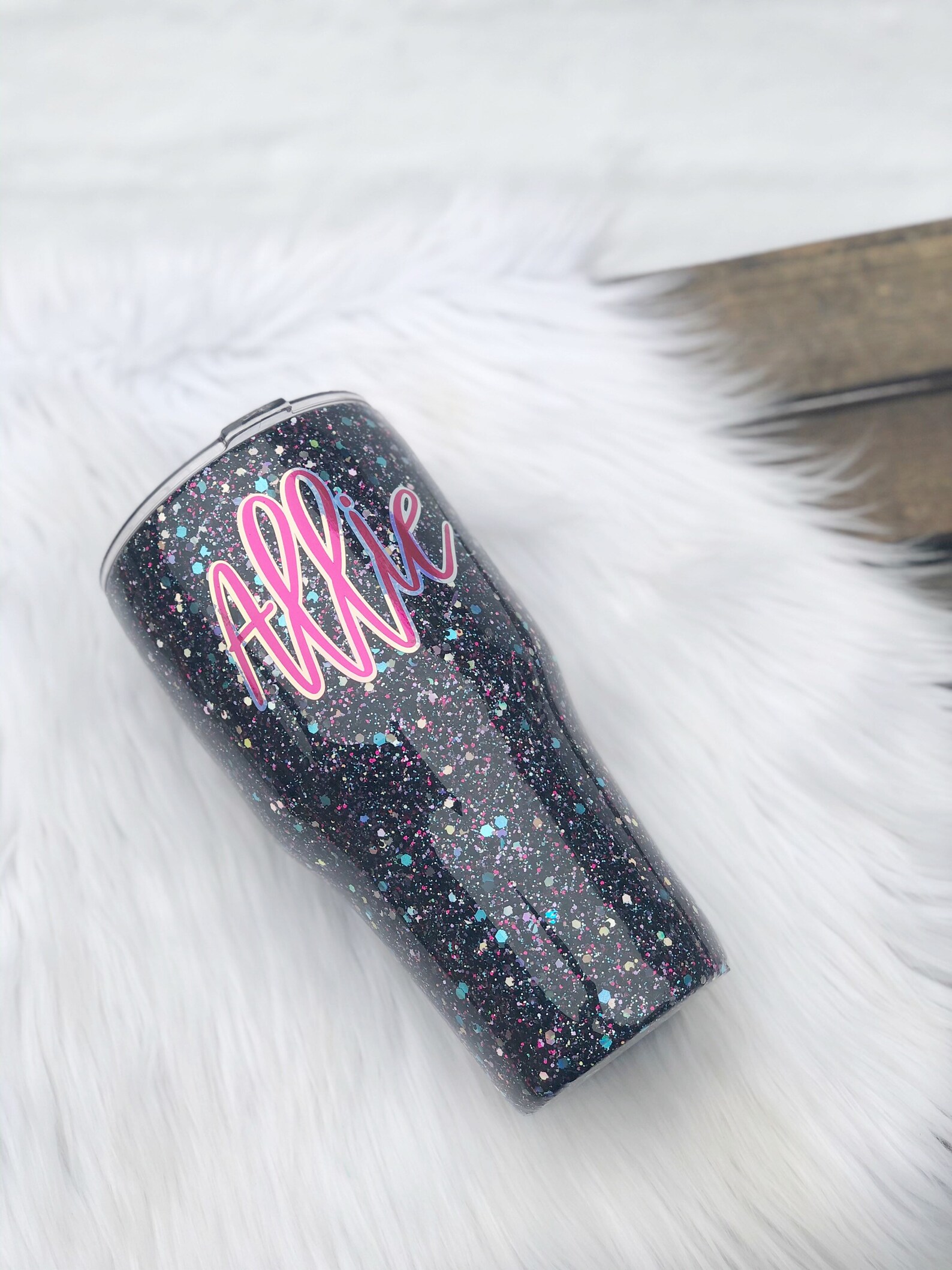 Glitter Tumbler Black Glitter Tumbler Personalized Tumbler Etsy