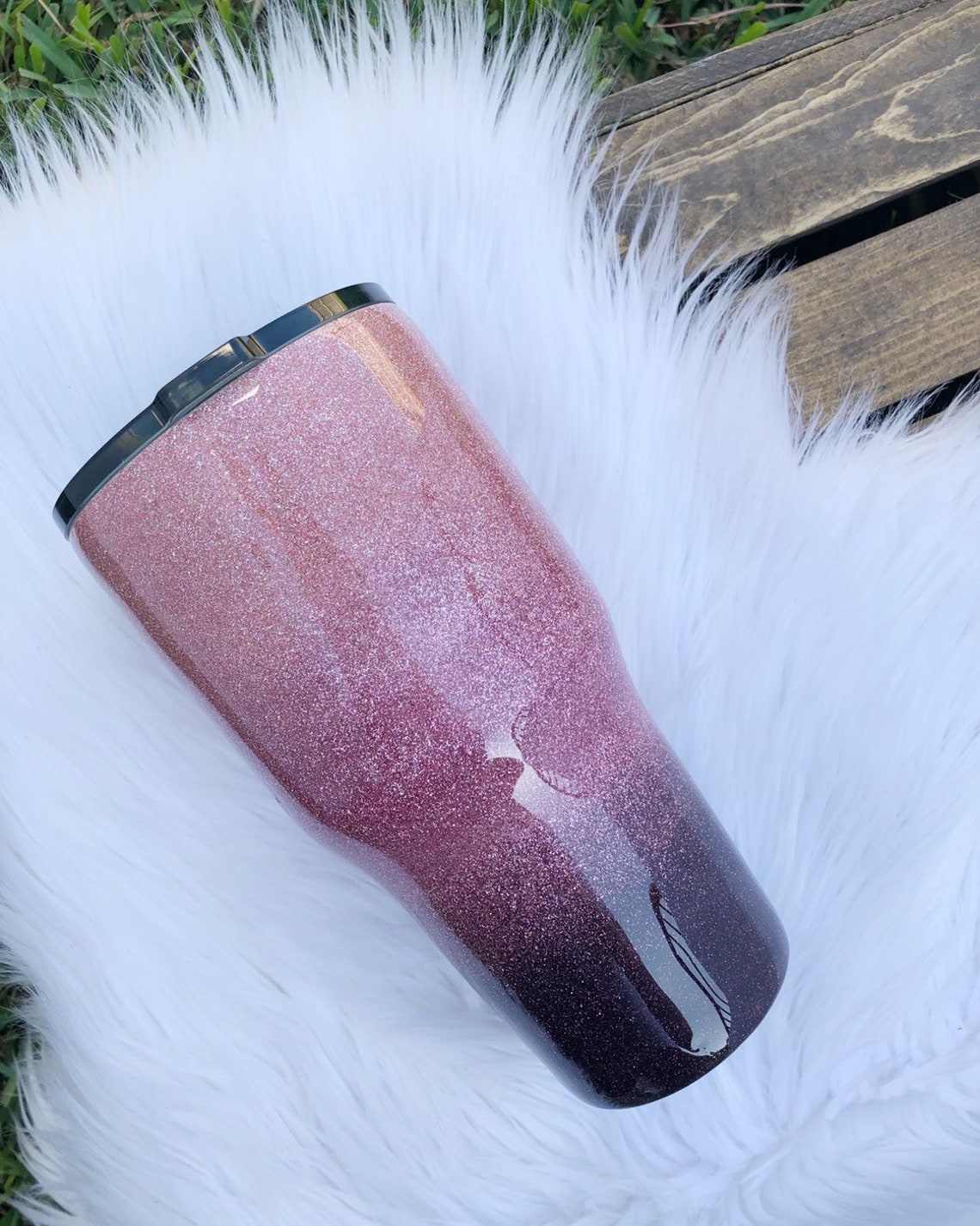 Rose Gold Ombre Glitter Tumbler Rose Gold Tumbler Glitter Etsy