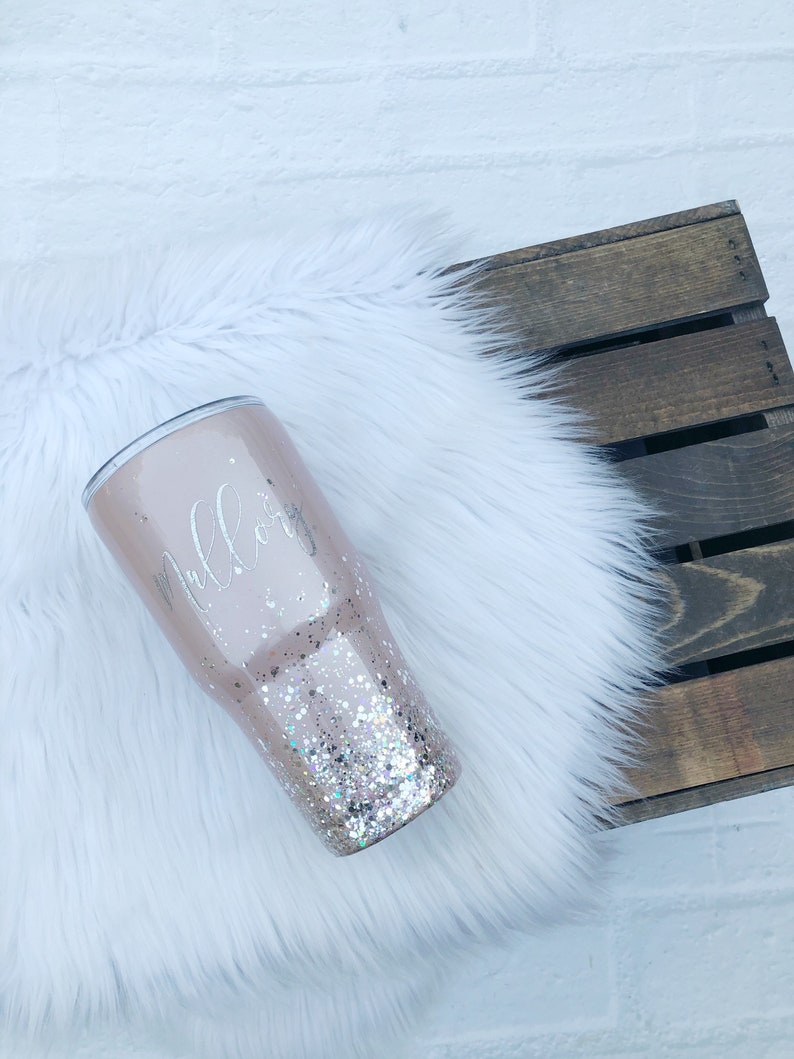 Rose Gold Glitter Tumbler Rose Gold YETI Personalized Etsy