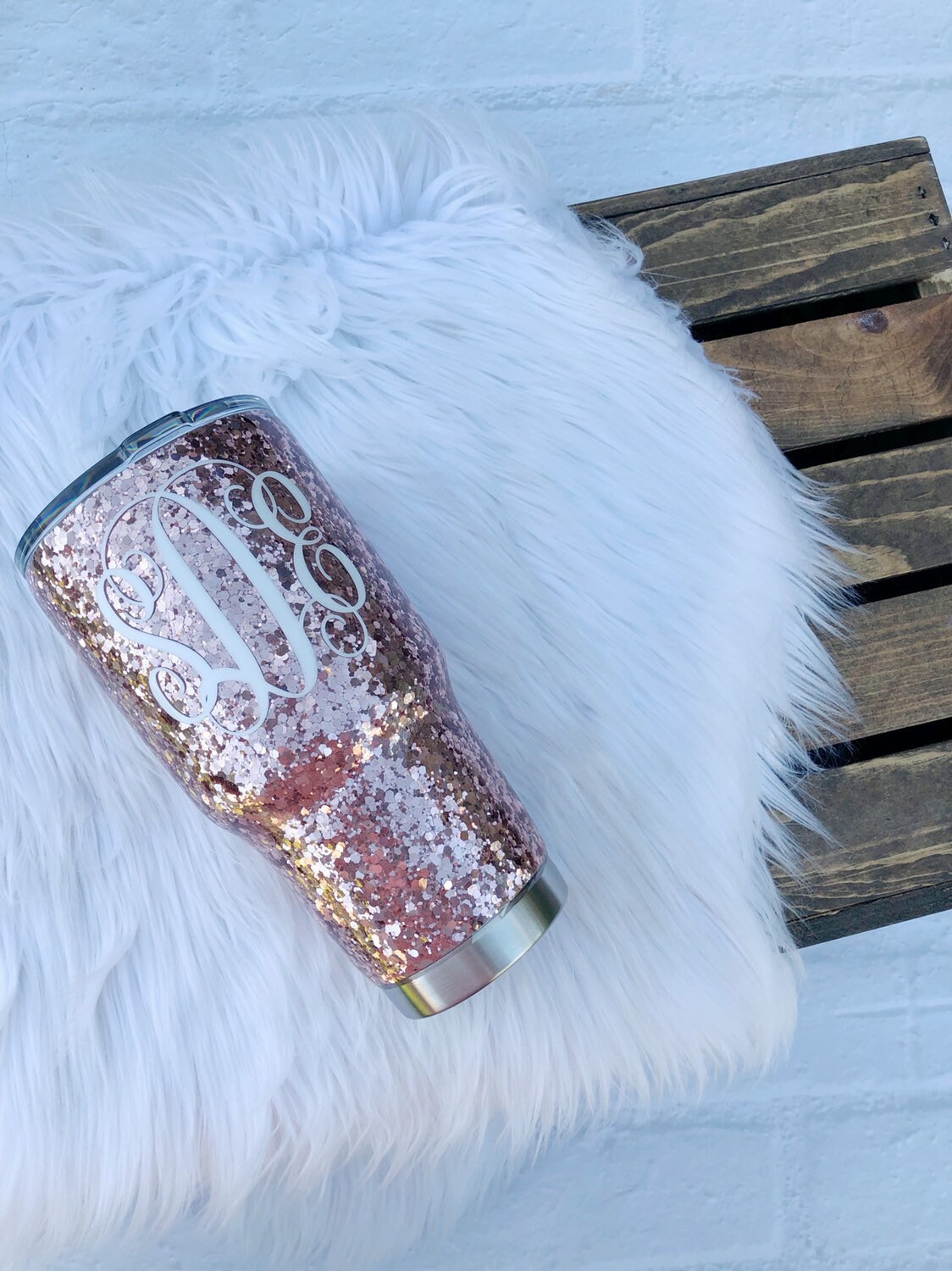 Rose Gold Glitter Tumbler Rose Gold YETI Vaso de brillo Etsy
