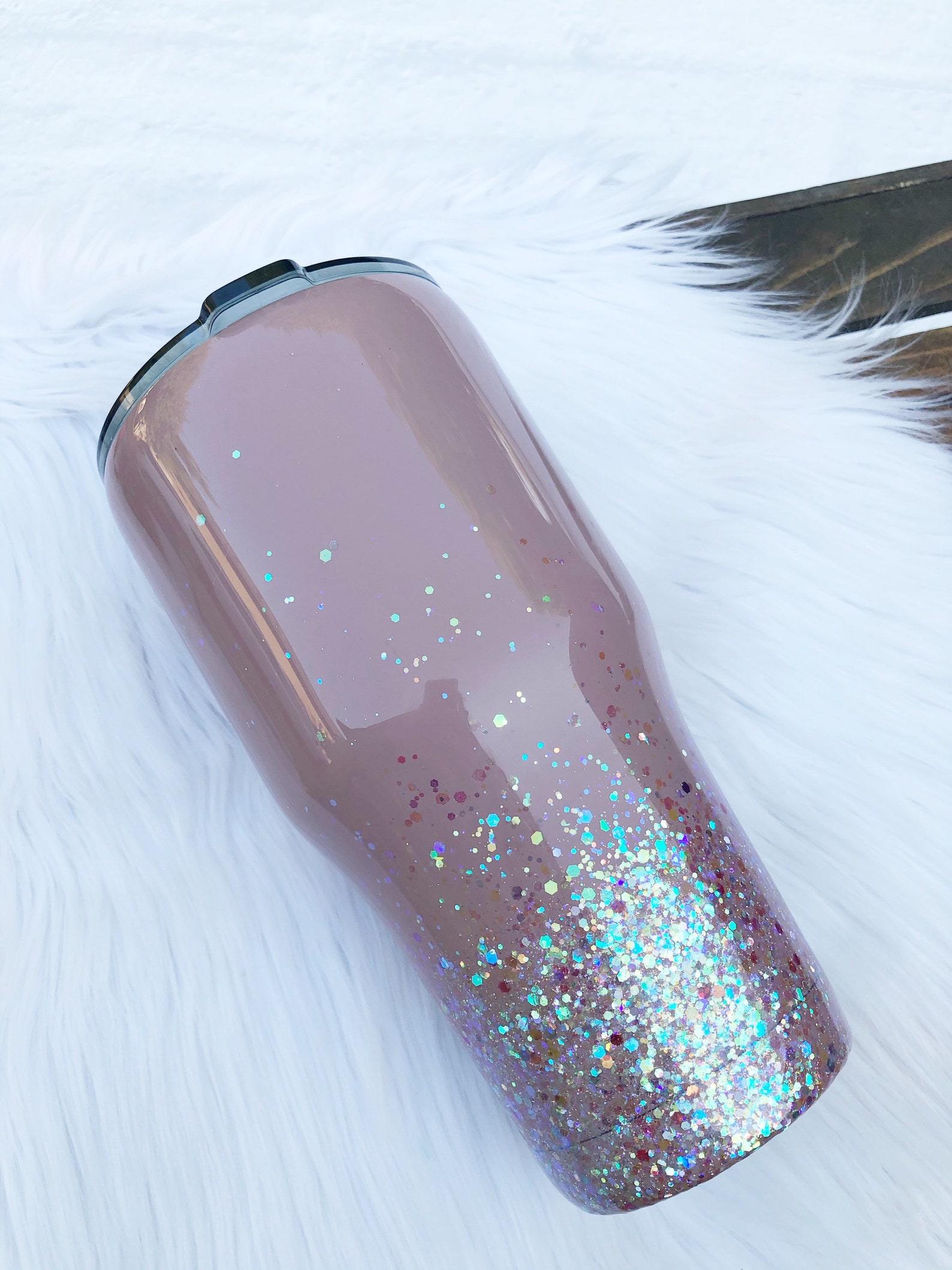 Rose Gold Glitter Tumbler Rose Gold YETI Personalized Etsy